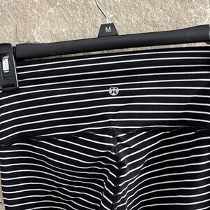 Lululemon Athletica Black and White Striped Tights